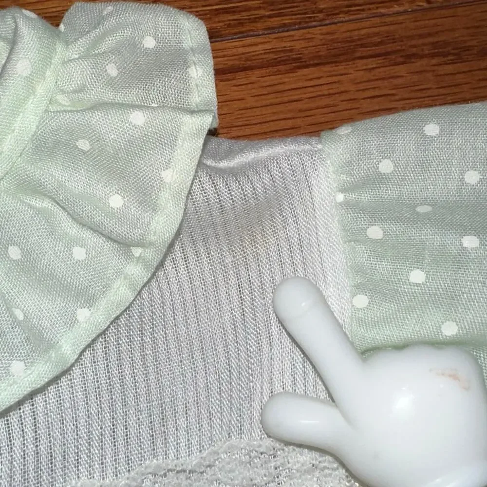Vintage Toddle Time JcPenney Light Jade Green Dot Ruffle Prairie Baby Dress 6-9M